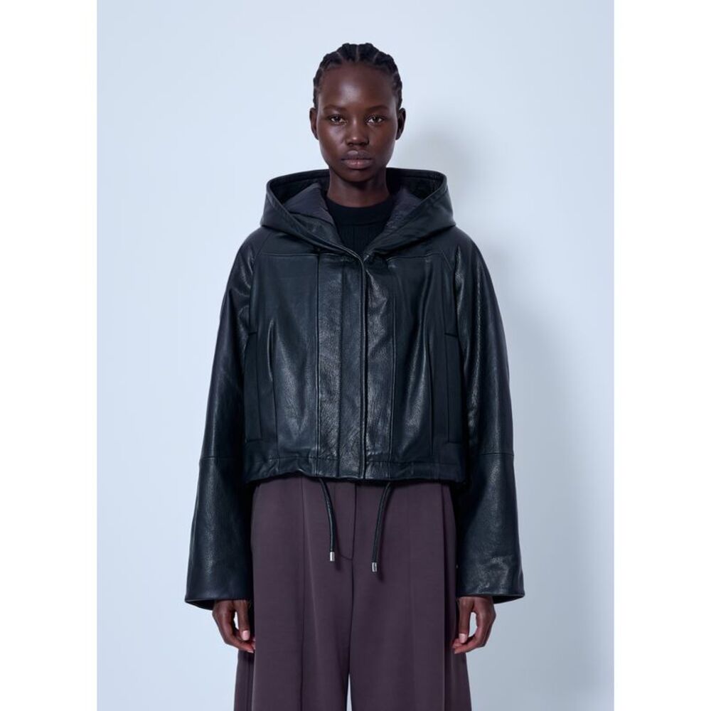 Sportmax Women Hooded Leather Jacket